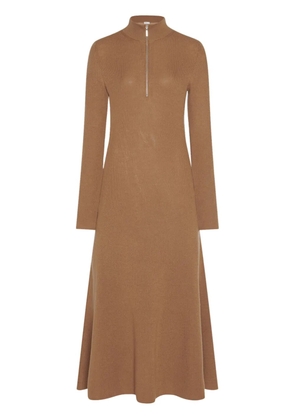 Rosetta Getty zip-up ribbed knit dress - Brown