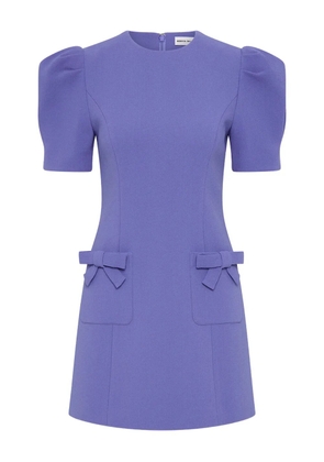 Rebecca Vallance Violetta puff-sleeve bow-detail mini dress - Blue