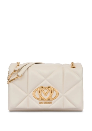 Love Moschino logo-plaque quilted cross body bag - White