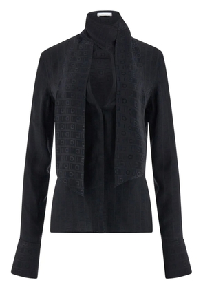 Ferragamo Gancini-jacquard silk blouse - Black