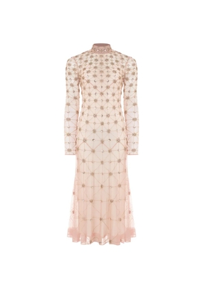 Temperley London lattice-pattern crystal-embellished midi dress - Pink