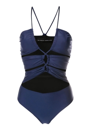 Gloria Coelho Maillot halterneck one piece - Blue