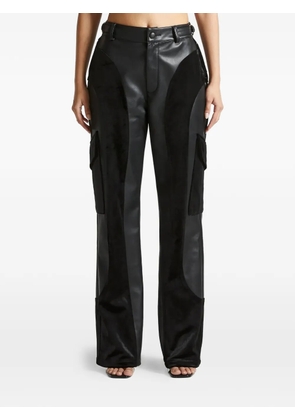 Manière De Voir velvet panel cargo trousers - Black