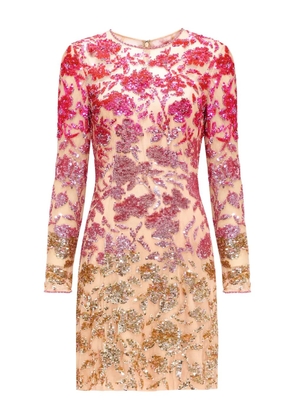 Jenny Packham Jazz sequin-embellished floral-pattern mini dress - Neutrals