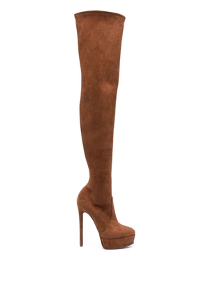 Casadei Flora 140mm above-knee platform boots - Brown