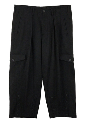 Yohji Yamamoto O-Hem drop-crotch wool trousers - Black