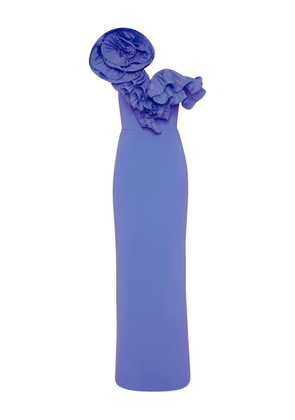 Rebecca Vallance ruffle-detail one-shoulder maxi evening dress - Blue
