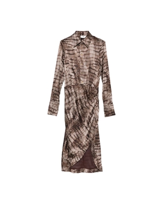 Elisabetta Franchi collared patterned midi dress - Brown