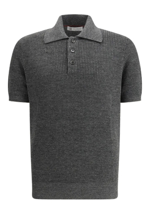 Brunello Cucinelli ribbed button-fastening polo shirt - Grey
