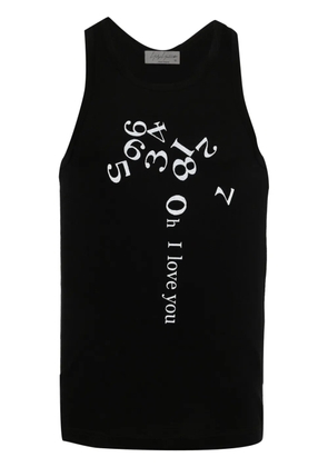 Yohji Yamamoto numbers-print cotton tank top - Black