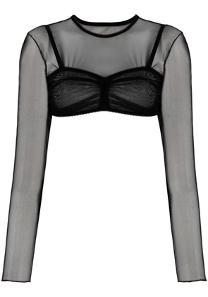 Ioana Ciolacu semi-sheer construction cropped top - Black