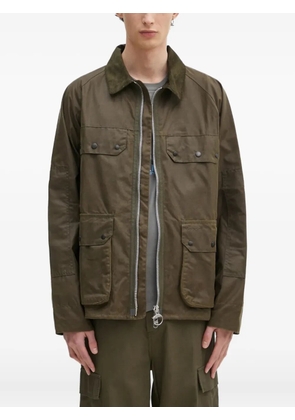 Barbour corduroy-collar waxed jacket - Brown