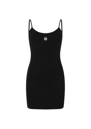 Philipp Plein Crystal Hexagon ribbed mini dress - Black
