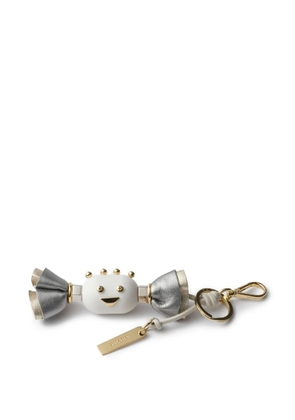 Prada snap hook bow charm keyring - White