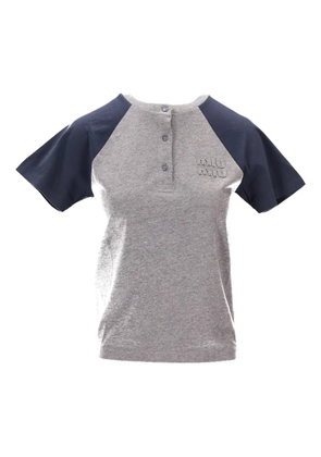 Miu Miu raglan-sleeve buttoned T-shirt - Grey