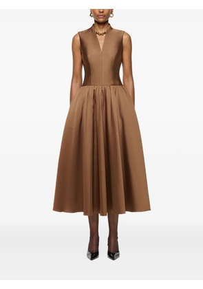 Roland Mouret taffeta-texture midi dress - Brown
