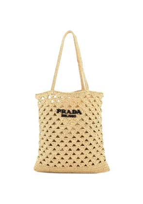Prada Pre-Owned Triangle Logo Open Raffia Small tote bag - Neutrals