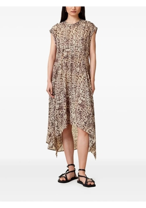 AllSaints leopard print asymmetric dress - Brown