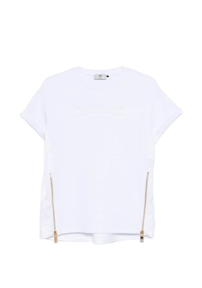 Elisabetta Franchi embossed zip T-shirt - White