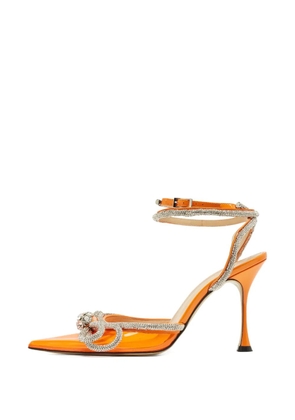 MACH & MACH Crystal embellishment leather pumps - Orange