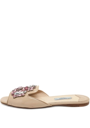 Prada Pre-Owned crystal-embellishment slides - Neutrals