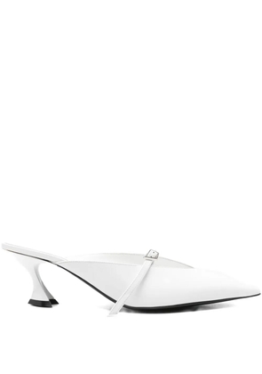 Mugler 60mm leather buckled heeled mules - White