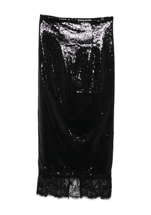 NISSA sequin-embellished lace-trim skirt - Black