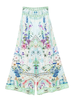 Camilla shirred-waist trousers - White