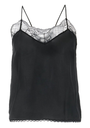 Stella Nova floral-lace silk top - Black
