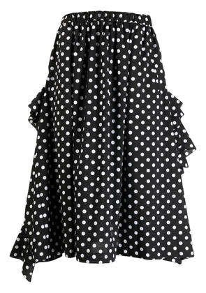 Comme Des Garçons Comme Des Garçons ruffled-detail polka dot-print midi skirt - Black