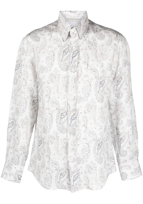 Brunello Cucinelli paisley-print linen shirt - Neutrals