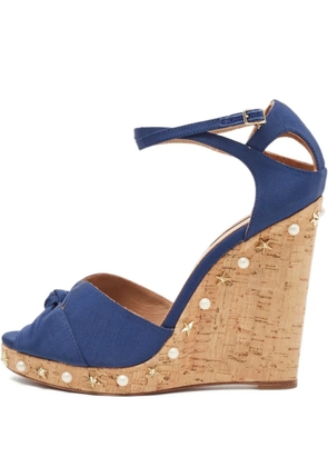 Aquazzura pre-owned 130mm peep-toe wedge sandals - Blue