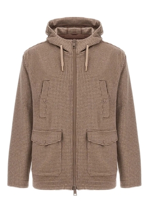 Herno houndstooth-pattern hooded jacket - Brown