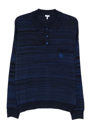 LOEWE striped logo polo sweater - Blue