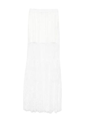 HAMZA Snowflake lace-panelled maxi straight skirt - White