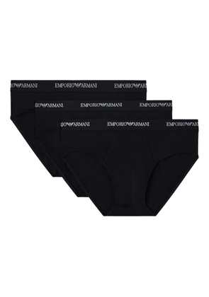 Emporio Armani log-detailed elasticated-waistband briefs (pack of three) - Black