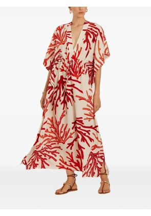 Lenny Niemeyer coral-print drawstring midi dress - White