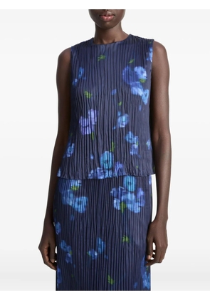 Vince pleated floral-print top - Blue