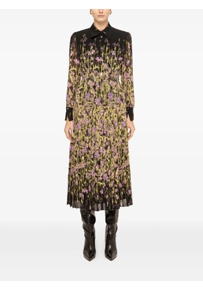 NISSA pleated printed midi dress - Black