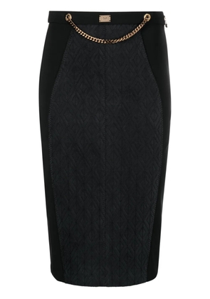 Elisabetta Franchi logo-plaque high-waisted skirt - Black