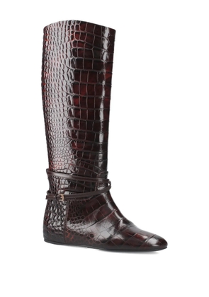 Premiata croc-embossed buckle boots - Brown