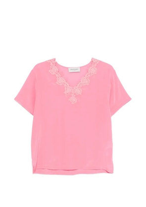 ERMANNO FIRENZE lace-detail V-neck top - Pink