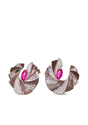 Ananya 18K white gold Mogra Miniature multi-stone earrings - Silver