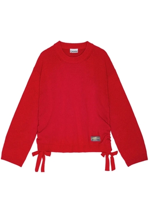 GANNI drawstring-hem sweater - Red