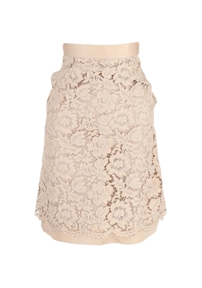 Valentino Garavani Pre-Owned lace knee-length skirt - Neutrals