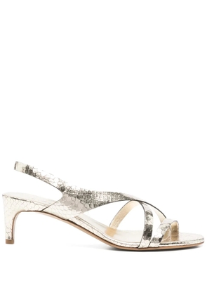 Del Carlo 55mm snakeskin-effect sandals - Gold
