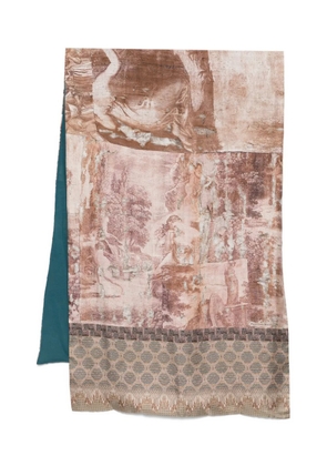 Pierre-Louis Mascia printed border scarf - Brown