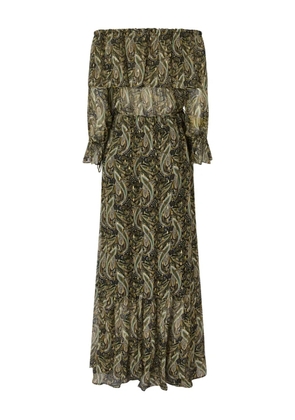 PINKO paisley-print off-shoulder maxi dress - Green