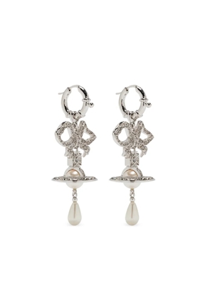 Vivienne Westwood Rigoberta bow-crystal pearl earrings - Silver