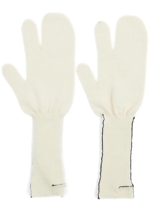 MM6 Maison Margiela contrast-trim ribbed-knit gloves - Neutrals